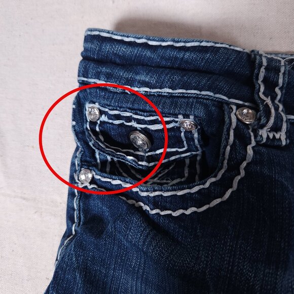 LA Idol USA Denim Shorts Juniors 13 Distressed Cutoff Raw Hem Thick Stitching - Picture 9 of 15